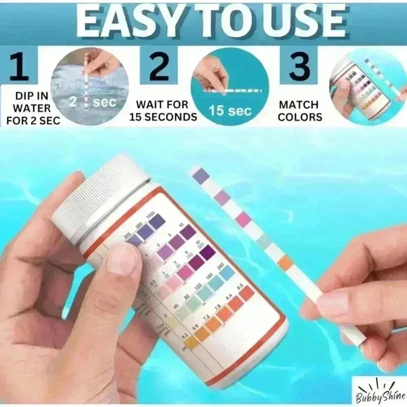 Bubbly Shine Hot Tub & Pool Test Strips 6 in 1 50 Strips / Orange Sun - Picture 5 of 7